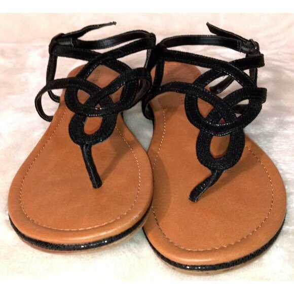 Kelly & Katie Shoes - Kelly & Katie Black Strappy Sandals Women's 7M Comfortable & Stylish Footwear Li
